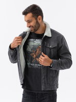 Men's mid-season jacket C524 - dark grey