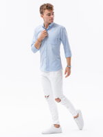Men's shirt with long sleeves - light blue K643