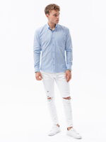 Men's shirt with long sleeves - light blue K643