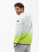 Men's sports jacket with ombre effect - white and lime green V1 OM-JANP-0104