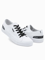 Men's short sneakers with contrasting inserts - white V2 OM-FOSL-0115