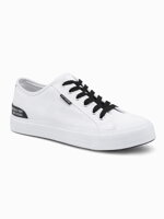 Men's short sneakers with contrasting inserts - white V2 OM-FOSL-0115