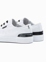 Men's short sneakers with contrasting inserts - white V2 OM-FOSL-0115