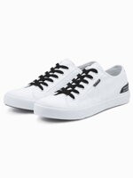 Men's short sneakers with contrasting inserts - white V2 OM-FOSL-0115