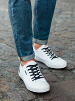 Men's short sneakers with contrasting inserts - white V2 OM-FOSL-0115