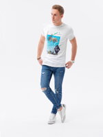 Men's printed t-shirt S1434 V-14A- white