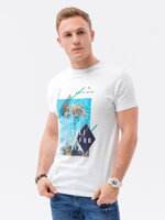 Men's printed t-shirt S1434 V-14A- white
