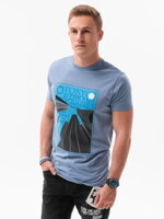 Men's printed t-shirt S1434 V-5B- blue