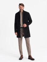 Men's mid-season coat - black C536