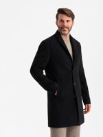 Men's mid-season coat - black C536