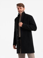 Men's mid-season coat - black C536