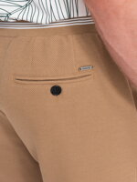 Men's knitted shorts with decorative elastic waistband - light brown V4 OM-SRCS-0110