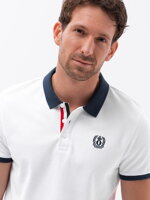 Men's polo shirt with contrasting elements - white V2 S1634