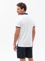 Men's polo shirt with contrasting elements - white V2 S1634