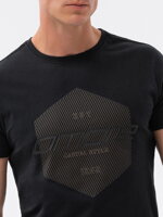 Men's printed cotton t-shirt - black V2 S1753