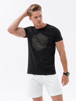 Men's printed cotton t-shirt - black V2 S1753
