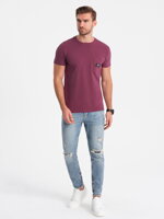 Men's cotton t-shirt with pocket - dark pink V5 S1743