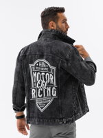 Men's mid-season jeans jacket C525 - black/white