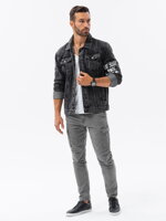 Men's mid-season jeans jacket C525 - black/white