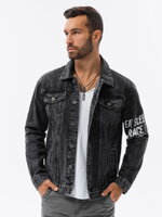 Men's mid-season jeans jacket C525 - black/white