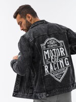 Men's mid-season jeans jacket C525 - black/white