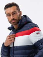 Men's mid-season quilted jacket - navy C551