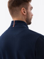 Men's unbuttoned jacket with quilted front - navy blue V1 OM-JANP-0103