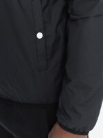 Men's windbreaker jacket with hood and contrasting details - black V2 OM-JANP-0110