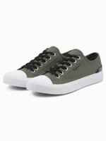 Men's short sneakers with contrasting inserts - khaki V3 OM-FOSL-0115