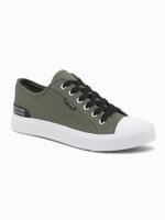 Men's short sneakers with contrasting inserts - khaki V3 OM-FOSL-0115