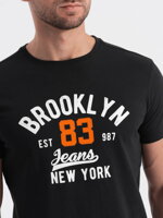 Men's printed cotton t-shirt - black V4 OM-TSPT-0126