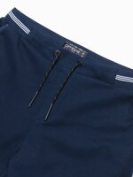 Men's knitted shorts with decorative elastic waistband - navy blue V1 OM-SRCS-0110
