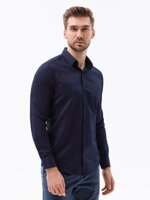 Men's shirt with long sleeves - navy/red K617