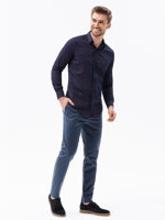 Men's shirt with long sleeves - navy/red K617