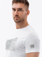Men's printed cotton t-shirt - white V1 S1749