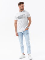 Men's printed cotton t-shirt - white V1 S1749