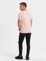 Men's printed cotton t-shirt - light pink V2 S1741