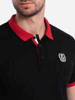 Men's polo shirt with contrasting elements - black V5 S1634