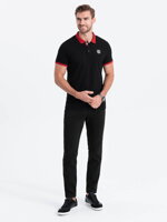 Men's polo shirt with contrasting elements - black V5 S1634