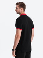 Men's polo shirt with contrasting elements - black V5 S1634