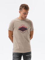Men's printed t-shirt S1434 V-21D- beige