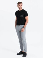 Men's cotton t-shirt with pocket print - black V1 S1742