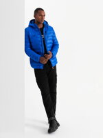 Men's quilted jacket with hood - blue V1 C549