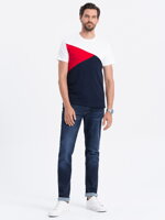 Men's tricolor t-shirt - navy blue V3 S1640