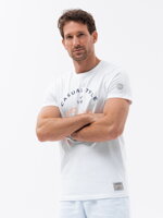 Men's printed cotton t-shirt - white V2 S1752