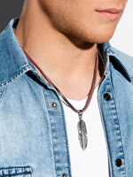 Men's necklace on the leather strap A354