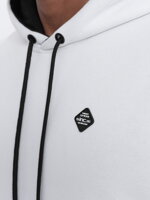 Men's hoodie with zippered pocket - white V3 OM-SSNZ-22FW-006