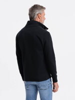 Men's button-down sweatshirt with collar - black V6 OM-SSZP-22FW-013