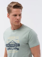 Men's printed cotton t-shirt - mint V2 OM-TSPT-0120