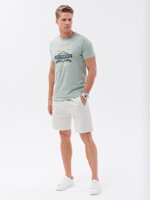 Men's printed cotton t-shirt - mint V2 OM-TSPT-0120